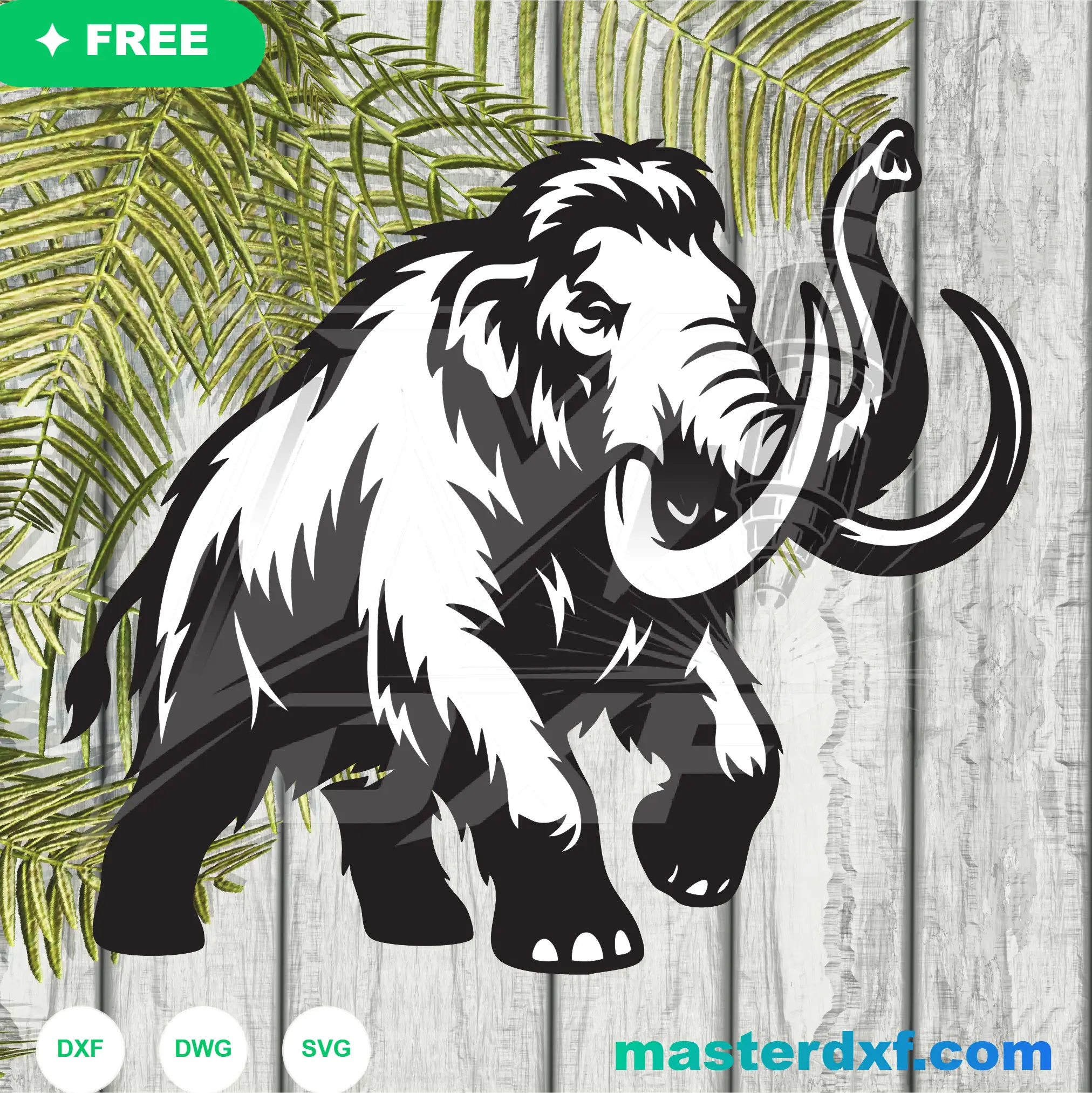 Charging Woolly Mammoth DXF | CNC Laser & Plasma Wall Art DXF File